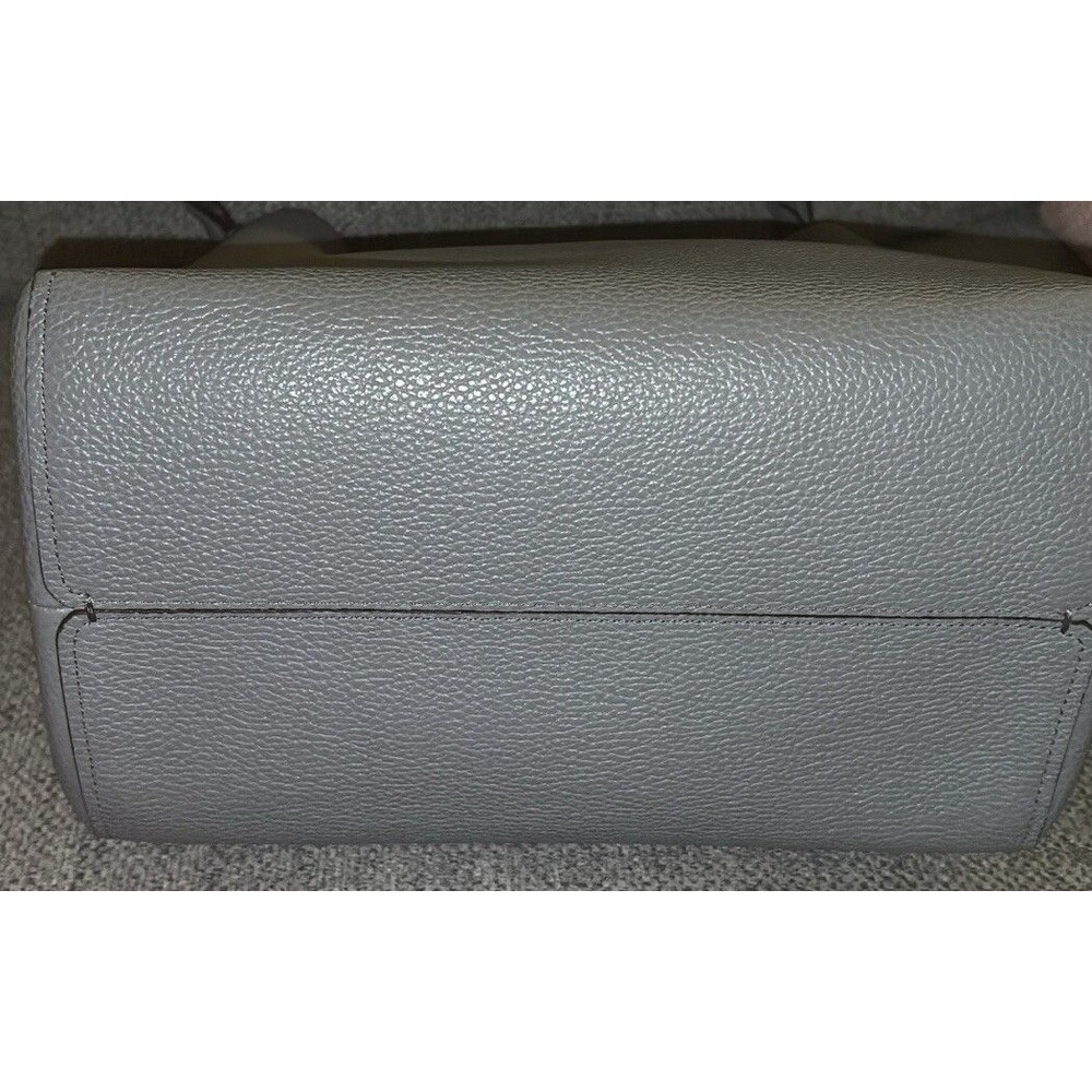 COACH Polished Pebble Leather Charlie Bucket Bag Grey Crossbody Purse Designer - Picture 6 of 13